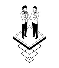 two businessman standing characters isometric