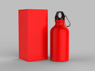 Obraz premium Aluminium Water Bottle For Mock up And Template Design. 3d Render Illustration.