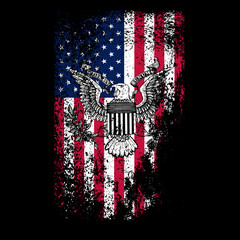 United States of America USA Seal Bald Eagle Wings Spread Distressed Flag Background