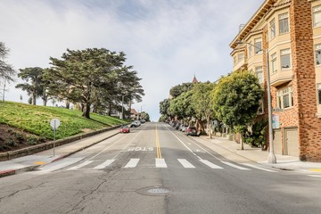 Fototapeta na wymiar Empty street in San Francisco, California, USA