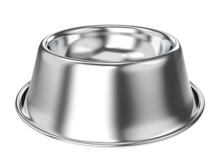 Stainless Steel Dog Bowl Isolated on White Background.