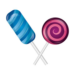 sweet lollipops crossed isolated icon