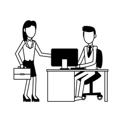 Business partners working in black and white