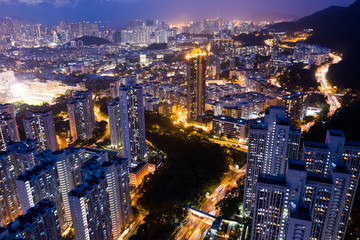 Obraz premium Hong Kong downtown a night