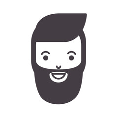 young man head with beard avatar character