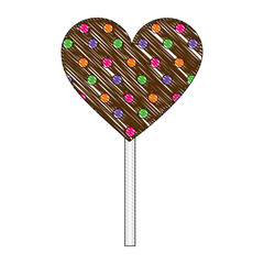 sweet candy heart lollipop with sprinkles