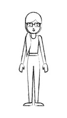 beautiful and young woman with glasses character