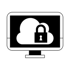 Cloud computing PC in black and white