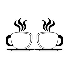 Hot coffee cups in black and white