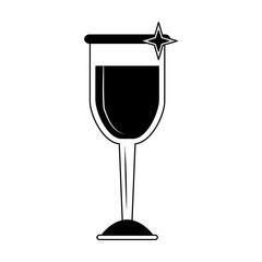 Champagne glass cup in black and white
