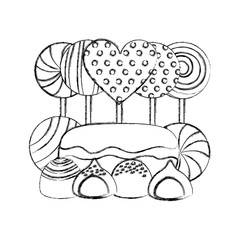 sweet lollipops macarons caramel bonbons chocolate