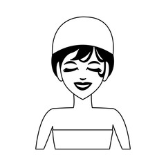 Woman face with towel in black and white