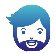 young man head with beard avatar character