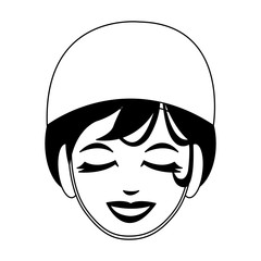 Woman face with spa mask in black and white