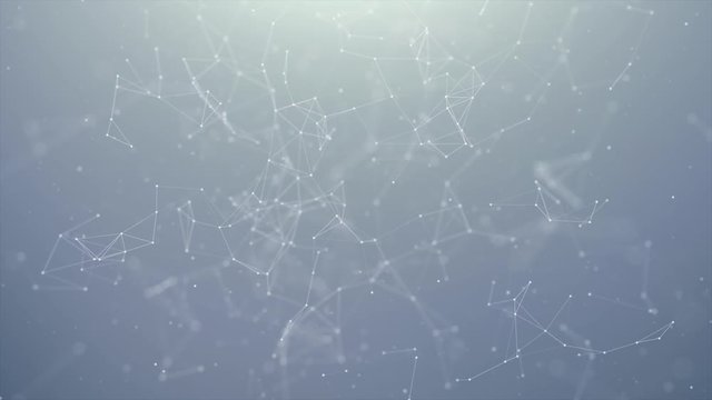 136. Abstract Digital Concept of Geometrical Figures Polygon Plexus Fractals Moving, Connecting Between and with Particles. Triangular Technological Concept Seamless Loop Background Animation