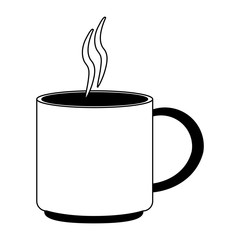 Hot coffee cup in black and white