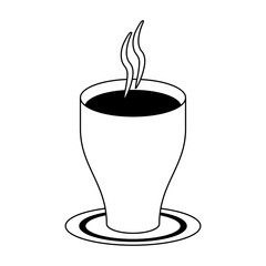 Hot coffee cup in black and white