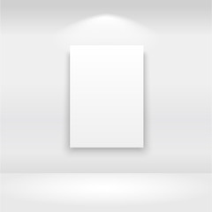 Empty frames on the wall in gallery with lights. Vector