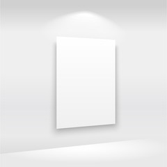 Empty frames on the wall in gallery with lights. Vector