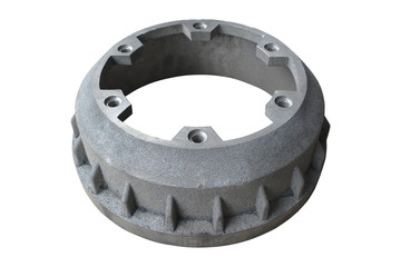 truck brake drum on isolated white background