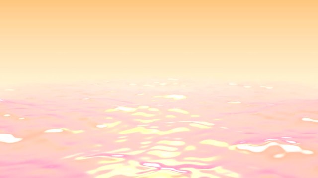 Waves of the sea in the sun. 4K movie recoded from the 3D program. Sunlight reflected from the surface of the water on a summer day.
