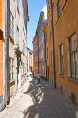 Gasse in der Altstadt von Stockholm, Schweden
