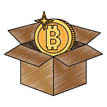 Bitocoin inside box scribble