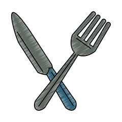 Knife and fork crossed scribble