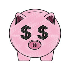 Piggy savings symbol scribble