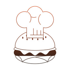 Hamburger and chef hat red lines