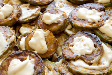 fried zucchini with mayonnaise