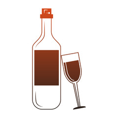 Wine bottle and cup red lines