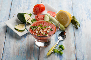 tomato gazpacho with ingredients