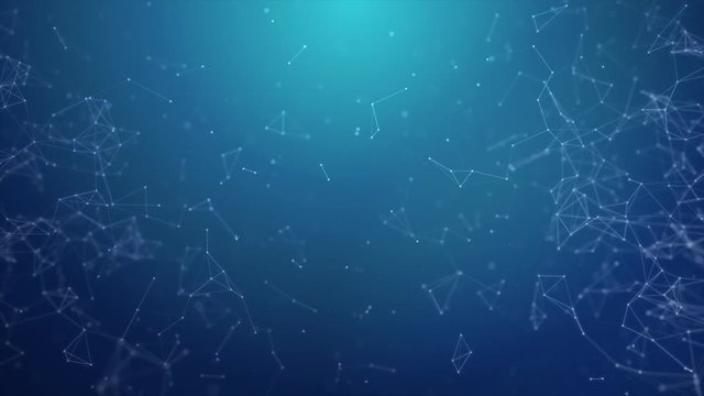 142. Modern Technological Rotary With Connections And Nodes. Dynamic plexus with numbers. Futuristic technology Abstract lines, triangles and dots. Network Connections Seamless Loop Background