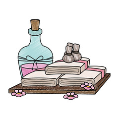 Spa oil and towels scribble