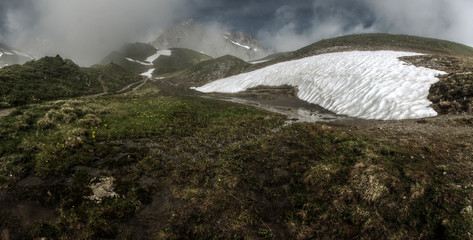 Terrain of the Pizol, over Wangs/Mels, During Spring thaw