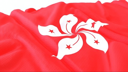 3d render, Realistic Wavy Flag of hong kong .