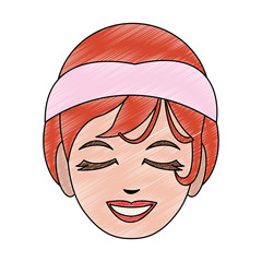 Woman face with towel scribble