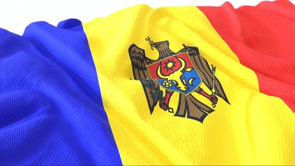 3d render, Realistic Wavy Flag of moldova .