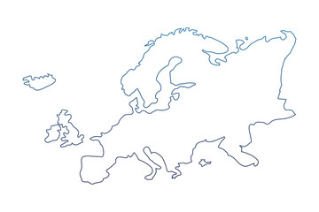 degraded line europe continent geography map design - obrazy, fototapety, plakaty