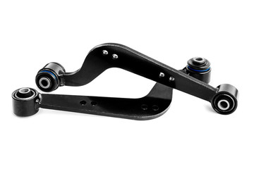 levers of a car suspension on a white background