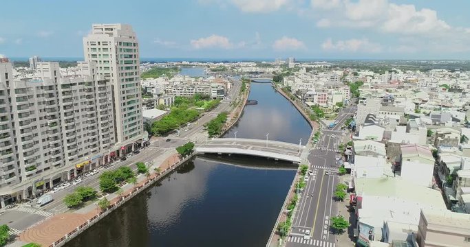 aerial shot of tainan Canal