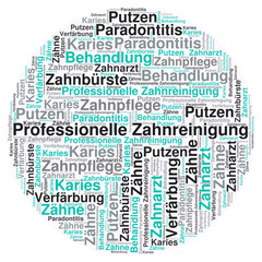 Professionelle Zahnreinigung als Wortwolke
