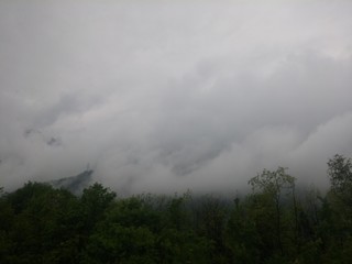 clouds in mountains