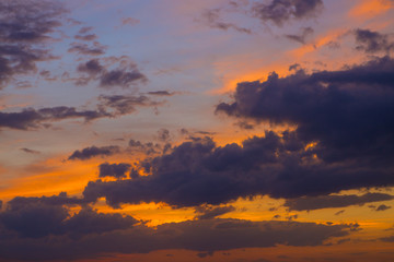 Beautiful atmospheric dramatic clouds in the evening at sunset.