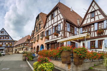 Market Square in Dambach-la-Ville, Alsace, France