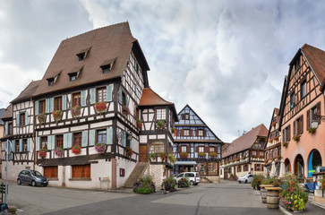 Market Square in Dambach-la-Ville, Alsace, France
