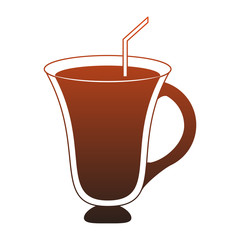 Chocolate milk glass cup red lines