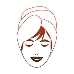 Woman face with towel red lines