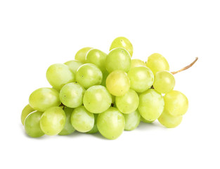 Bunch of green fresh ripe juicy grapes isolated on white